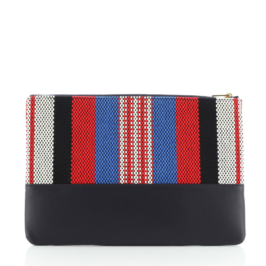 Solo Clutch Striped Canvas and Leather Small