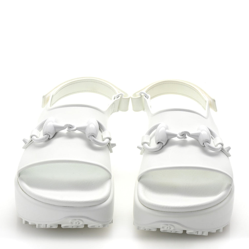 Soft Rubber Horsebit Touch Womens Strapped Sandals 37 Great White