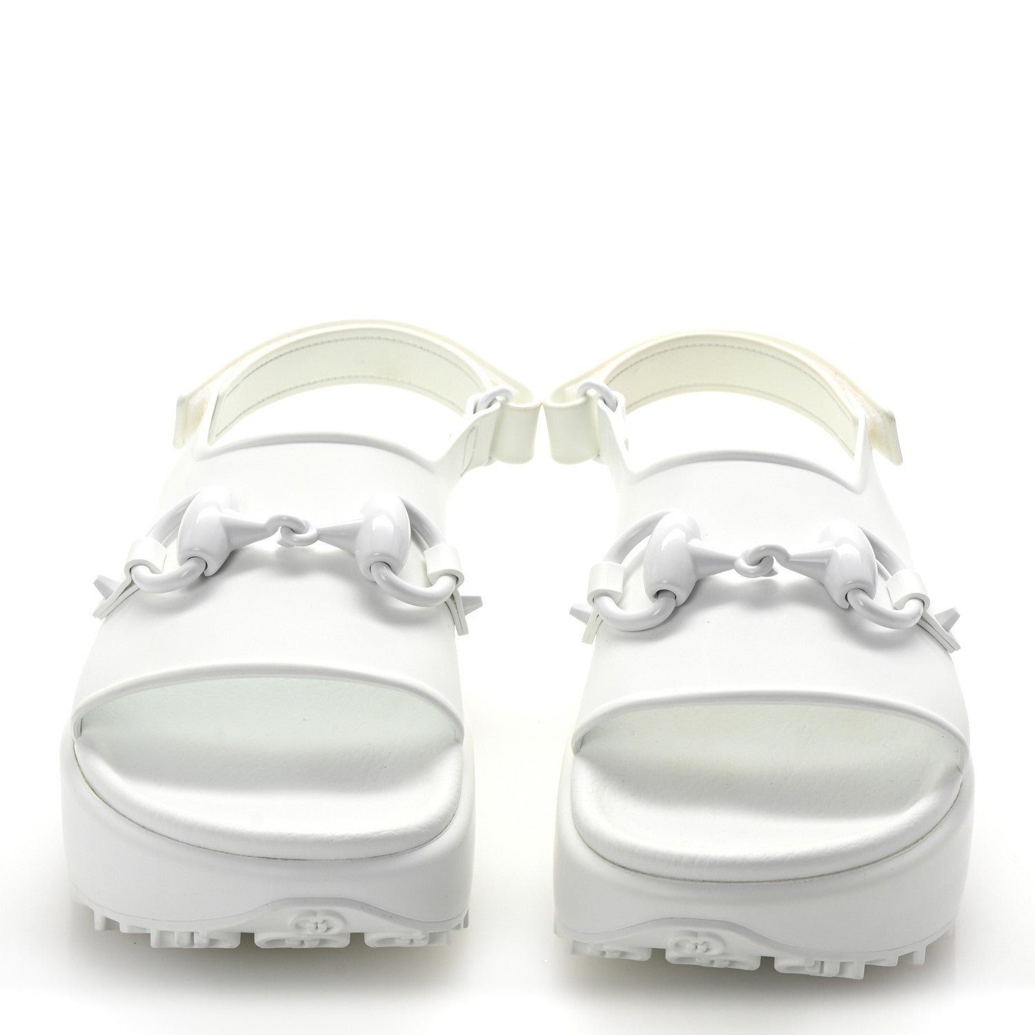 Soft Rubber Horsebit Touch Womens Strapped Sandals 37 Great White