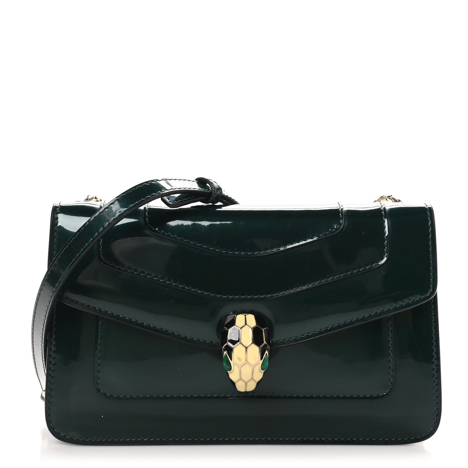 Patent Serpenti Forever Crossbody Emerald