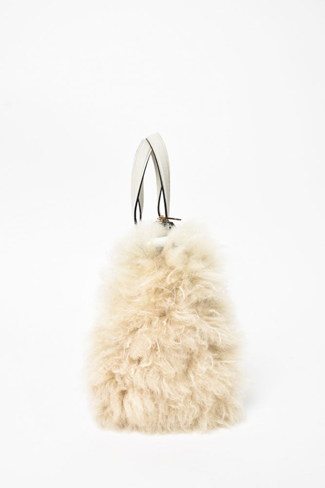 Valextra Grey Leather Fur Sided Top Handle with Strap