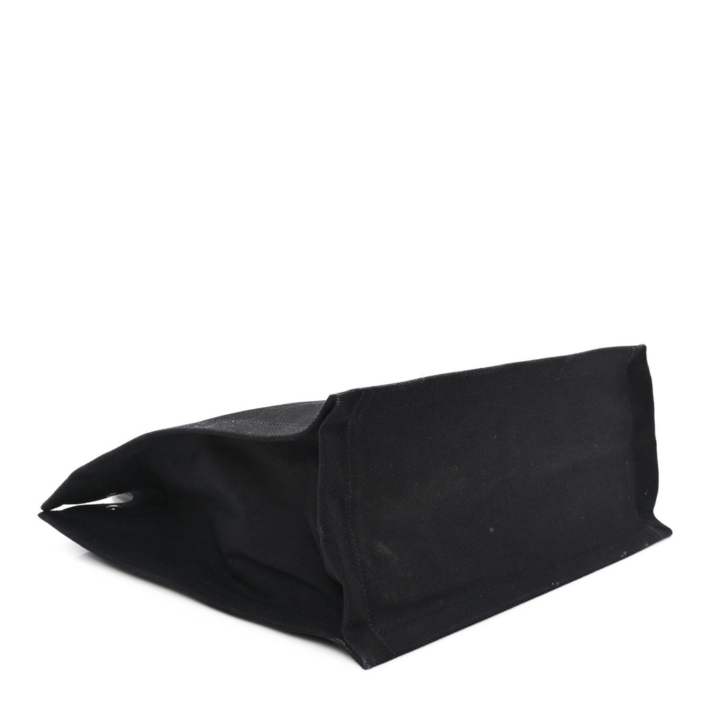 Linen Calfskin Rive Gauche North South Tote Black