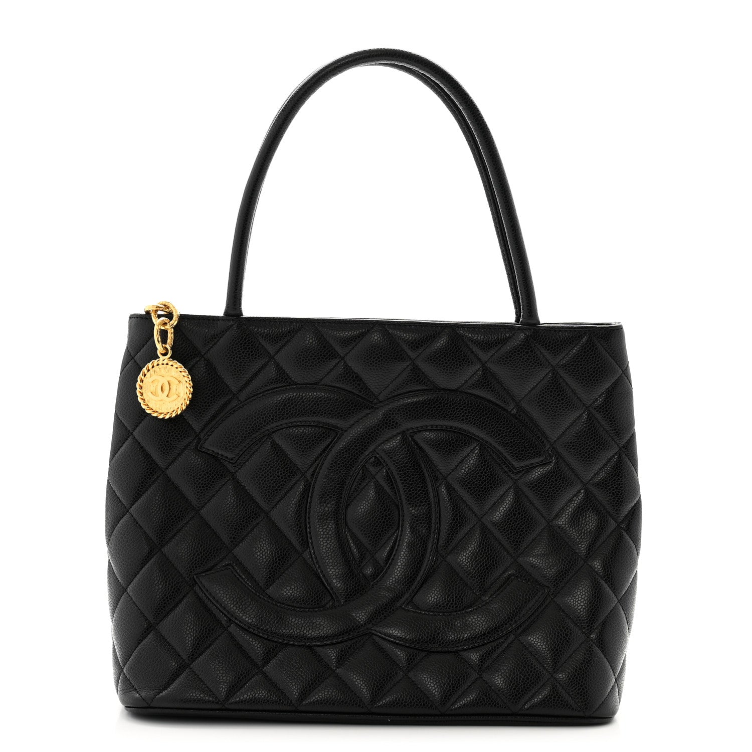 Caviar Quilted Medallion Tote Black