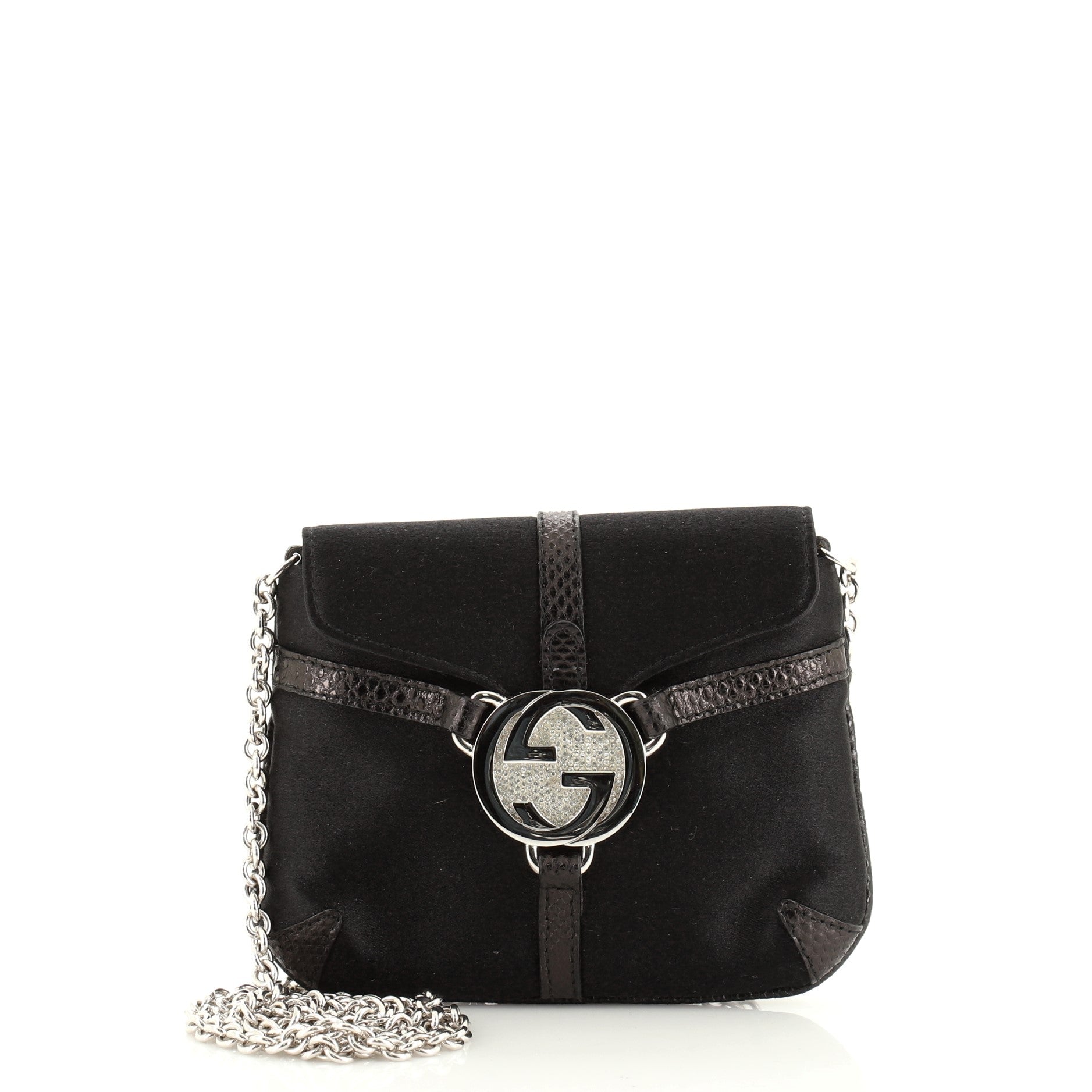 Interlocking G Chain Crossbody Bag Satin with Python Embossed Leather Mini