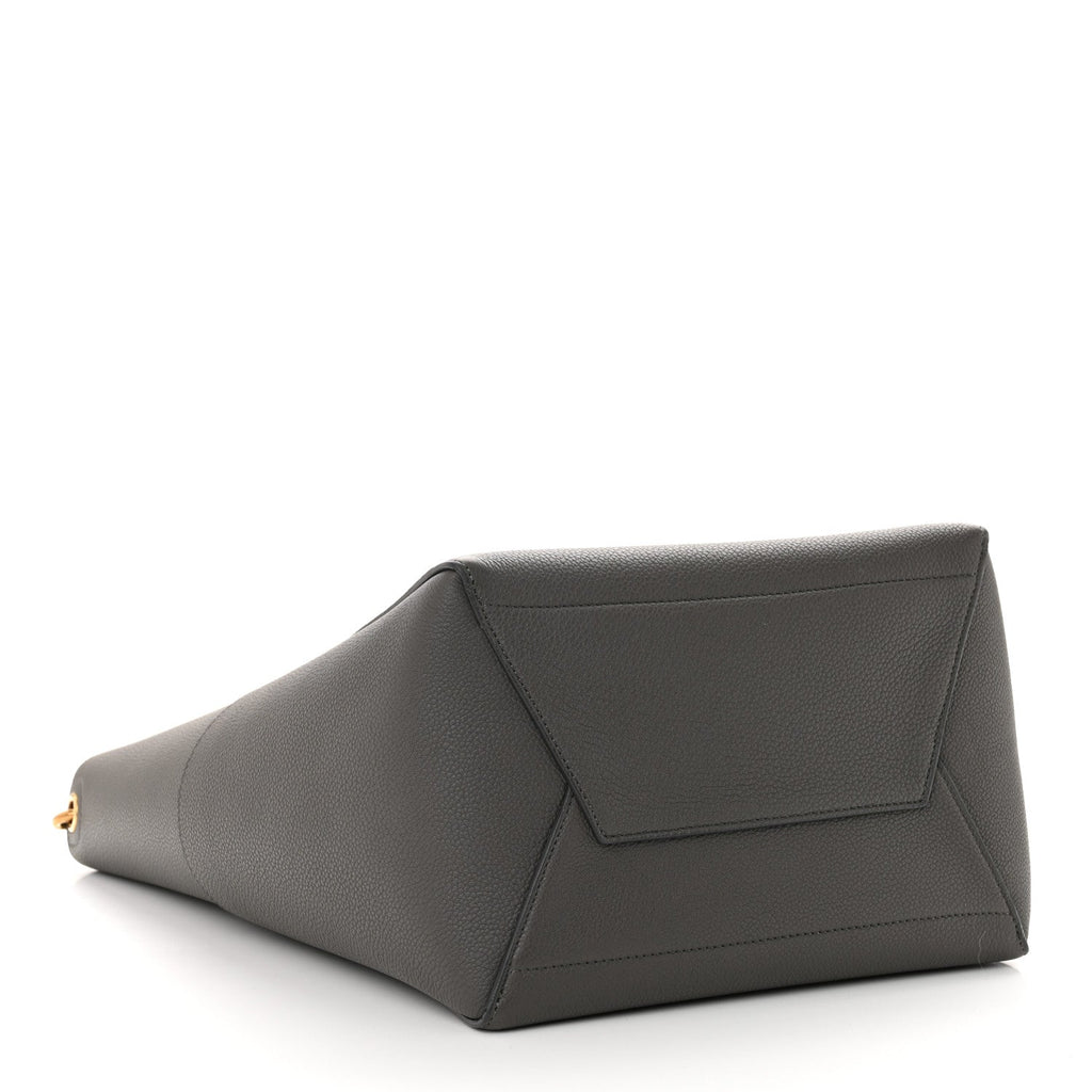 Soft Grained Calfskin Sangle Bucket Bag Grey