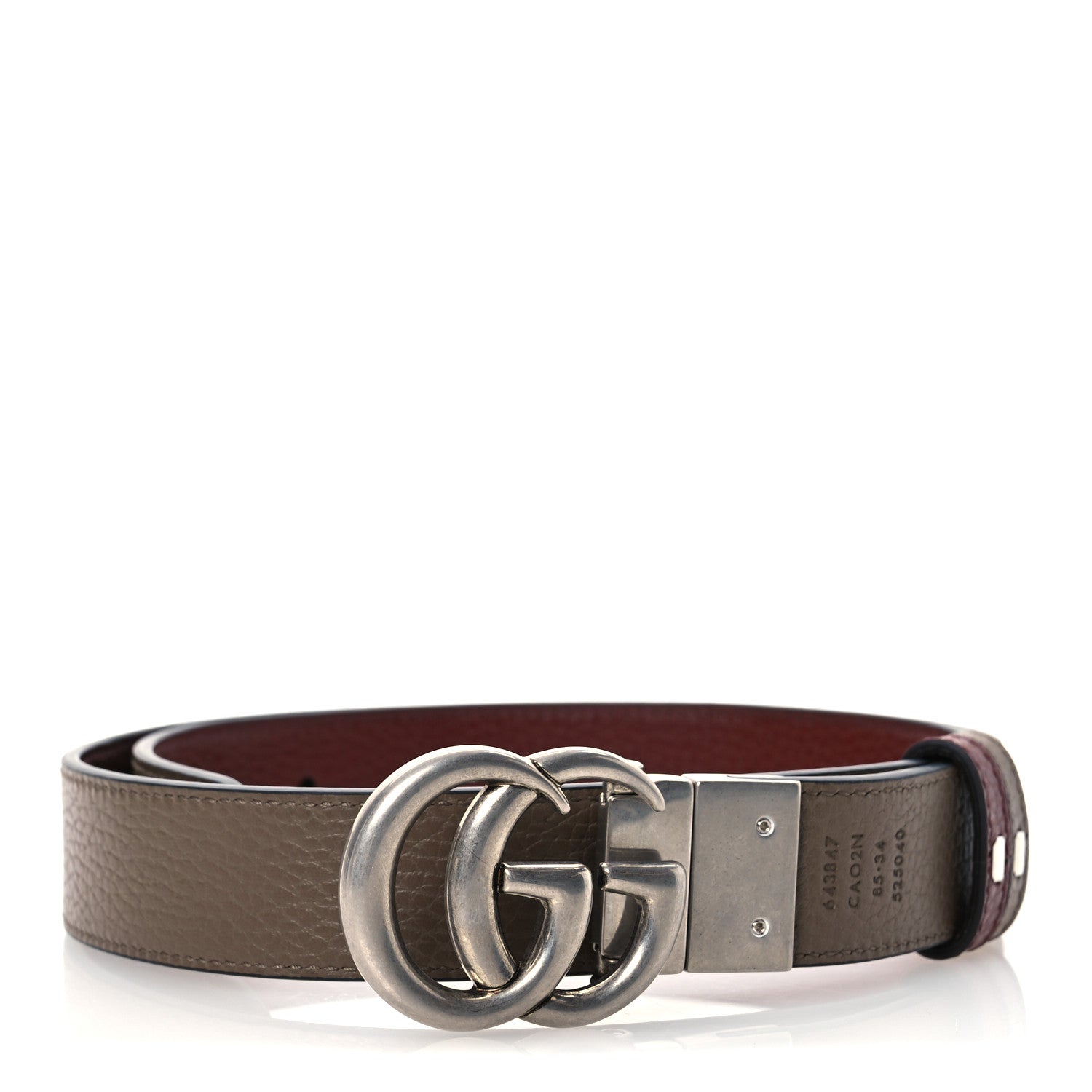 Calfskin Double G Reversible 37mm Belt 85 34 Vintage Bordeaux and Cocoa