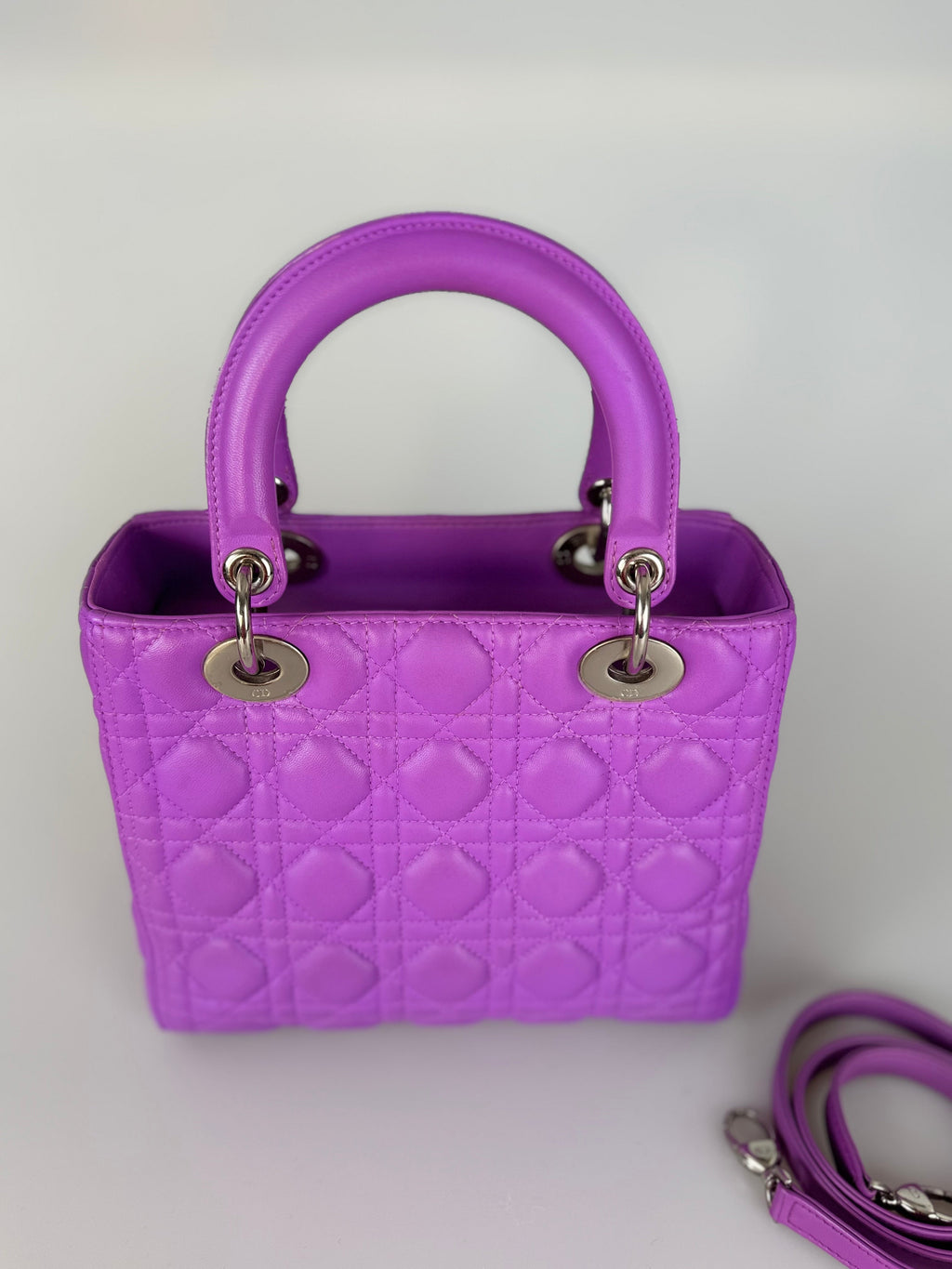 Dior Lady Dior Bag Medium Purple Lambskin Leather with Silver Hardware
