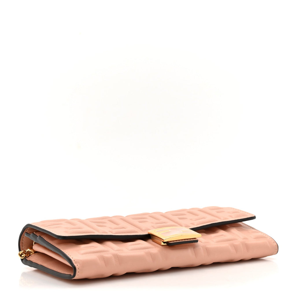 Nappa Matisse FF Embossed Continental Wallet On Chain Baby Pink