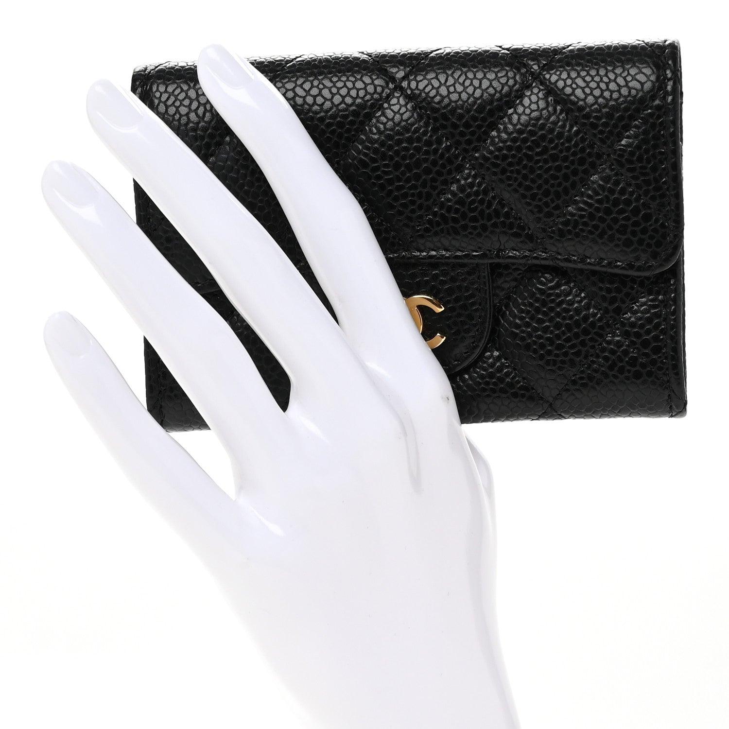 Caviar Quilted Flap  Holder Black
