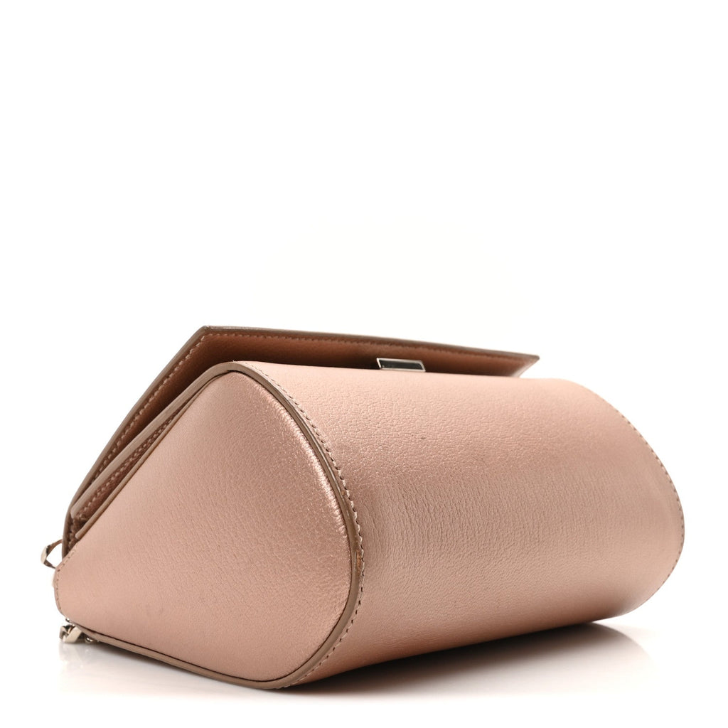 Metallic Calfskin Mini Pandora Box Chain Crossbody Bag Light Pink