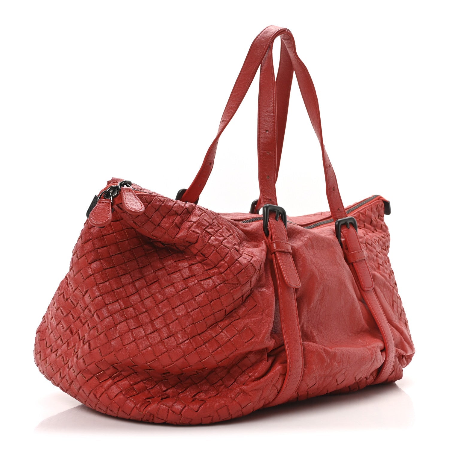 Nappa Intrecciato Buckle Tote Red