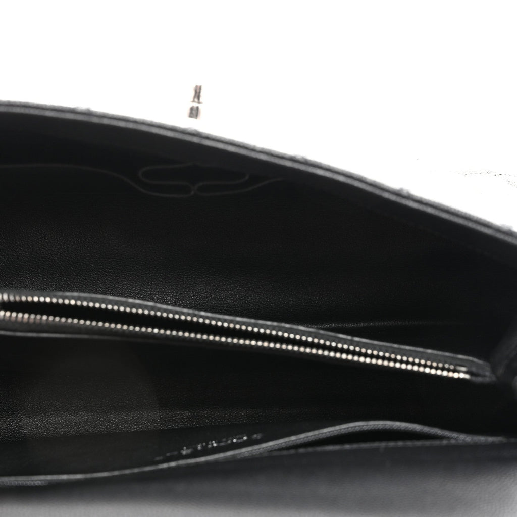 Caviar Lizard Embossed Quilted Small Coco Handle Flap Black