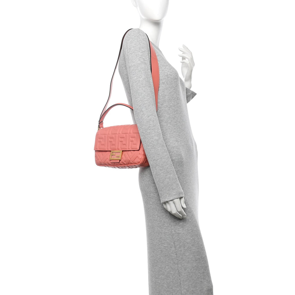 Nappa FF 1974 Embossed Baguette Rosa Pesca
