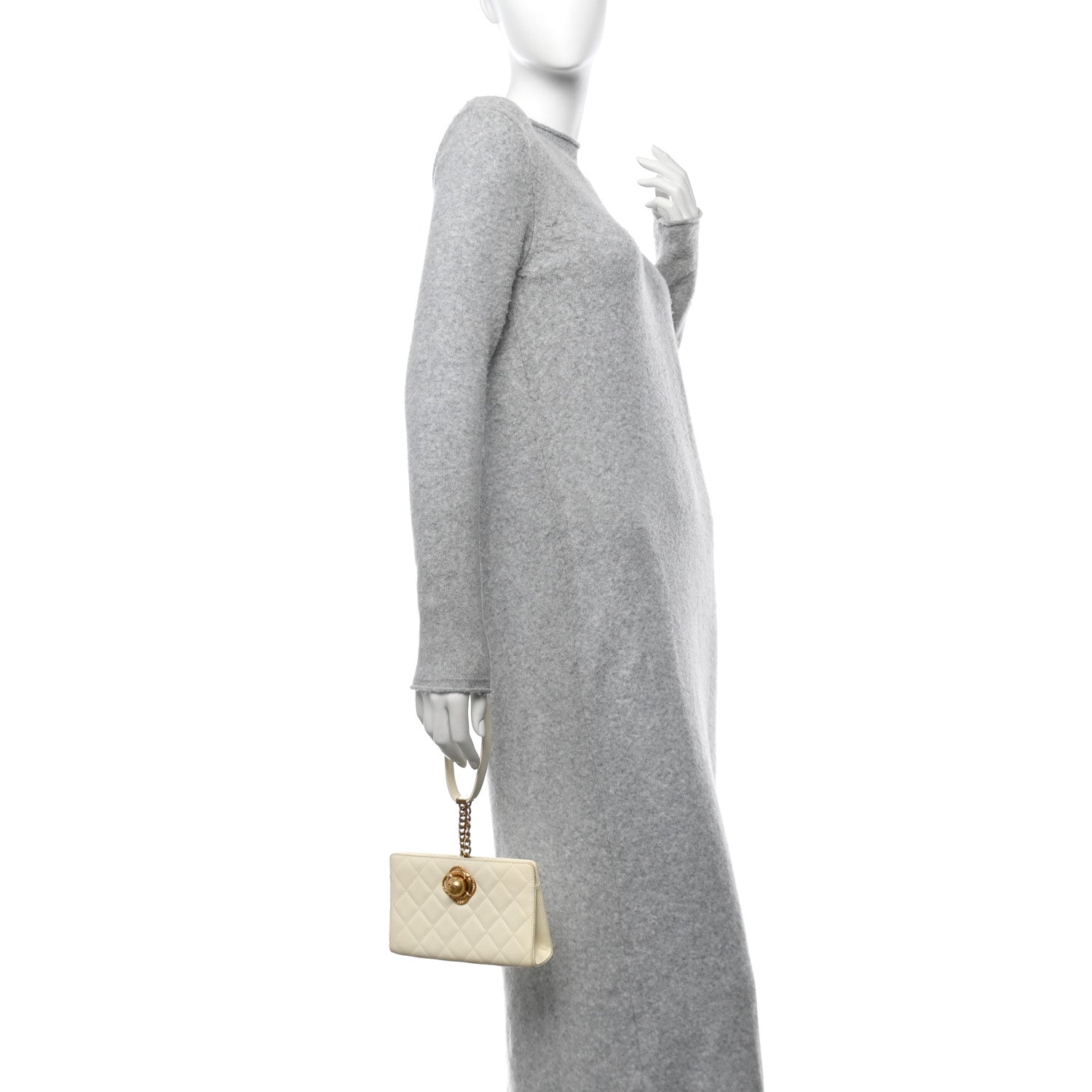 Lambskin Quilted Evening By The Sea Clutch White