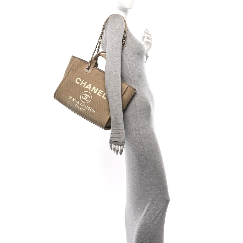 Mixed Fibers Small Deauville Tote Beige