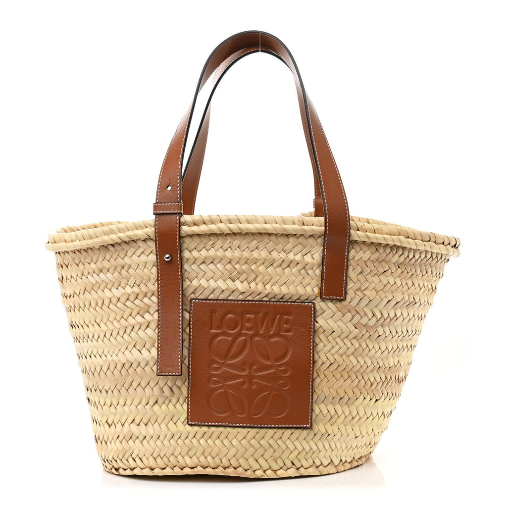 Raffia Medium Basket Tote Bag Natural Tan