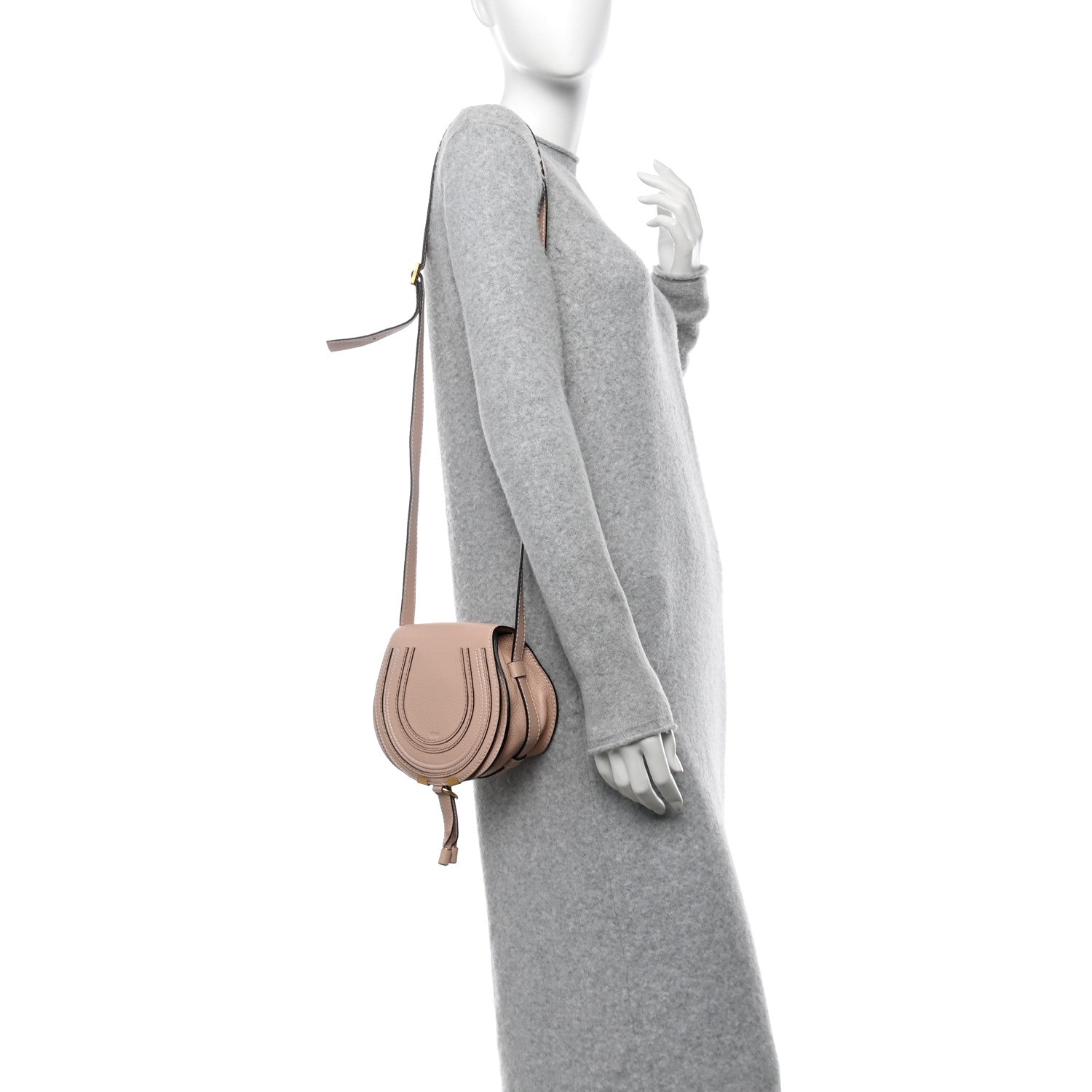 Grained Calfskin Small Marcie Saddle Bag Blush Nude