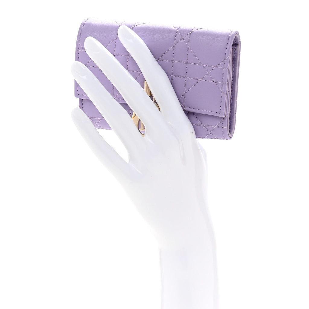 Lambskin Cannage Miss Dior Glycine Wallet Purple