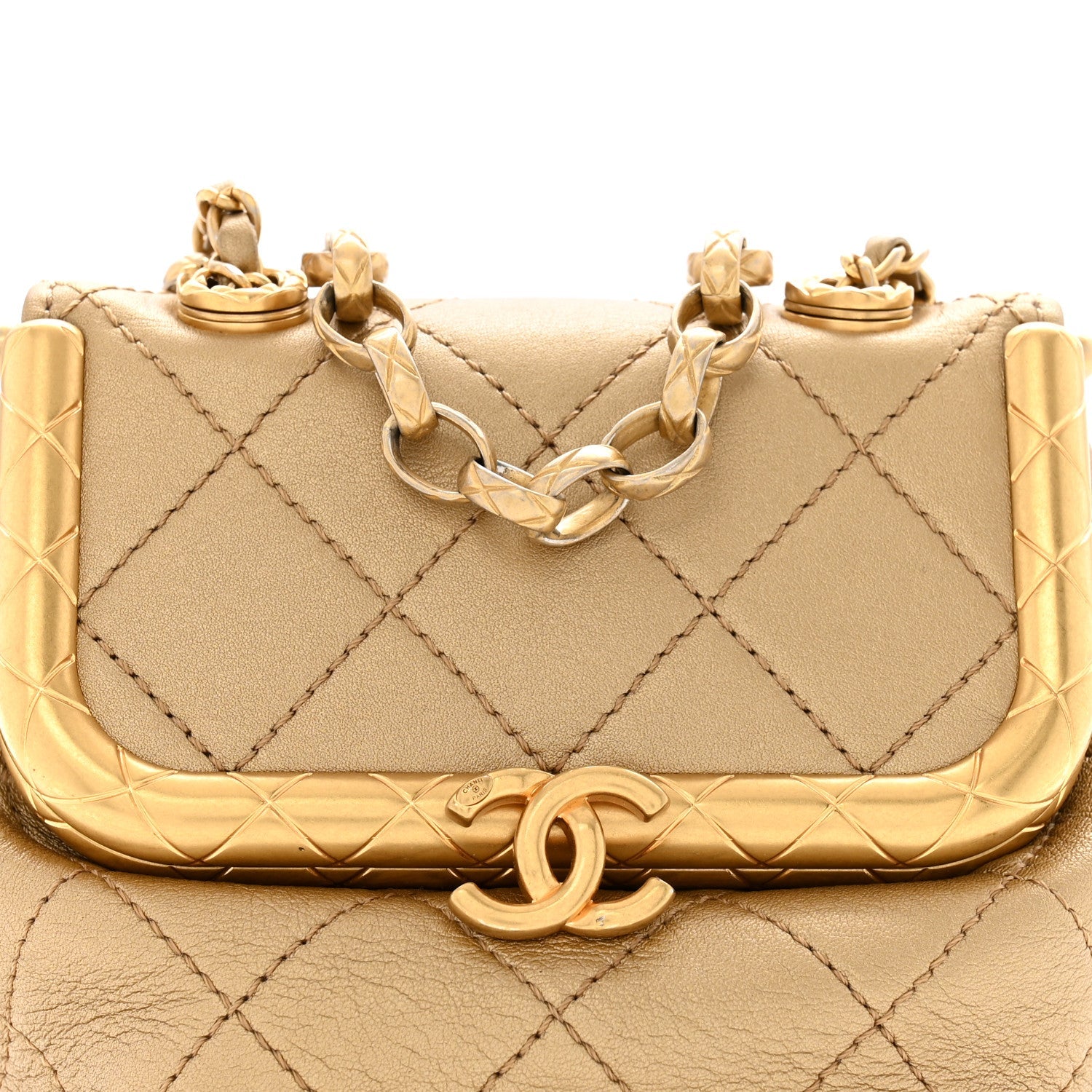 Metallic Lambskin Quilted Micro My Crush Bag Gold