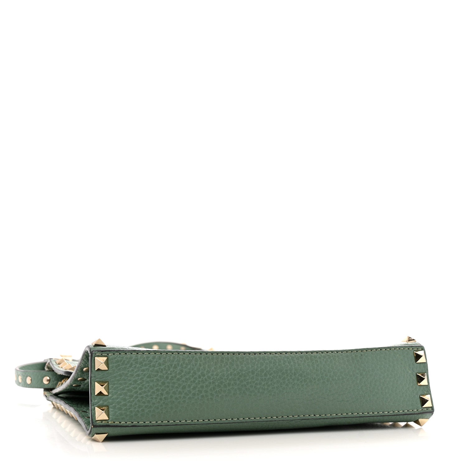 Pebbled Calfskin Medium Rockstud Flip Lock Crossbody Bag Light Green