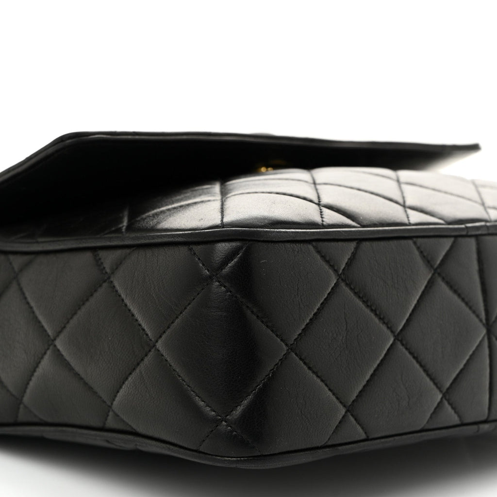 Lambskin Quilted Tassel Flap Camera Case Black