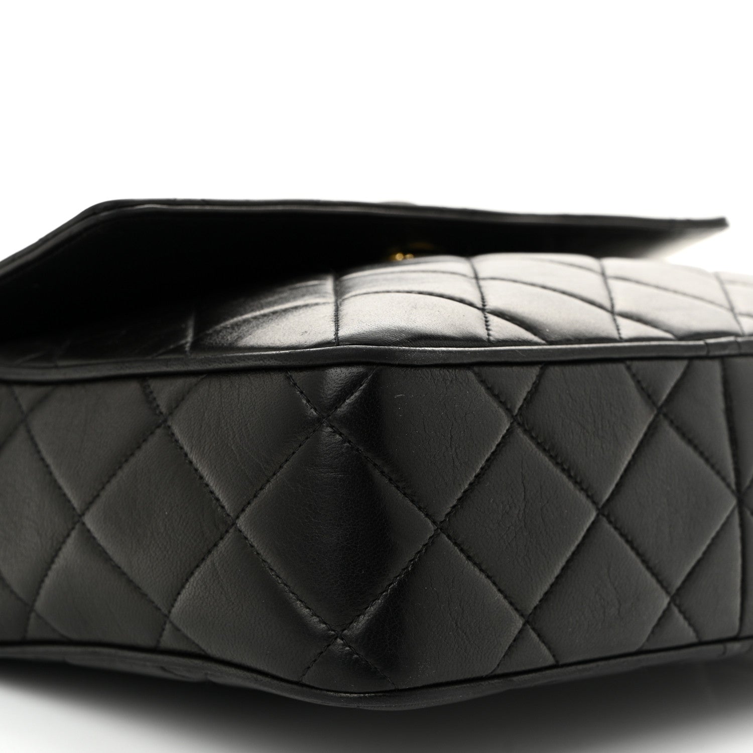 Lambskin Quilted Tassel Flap Camera Case Black