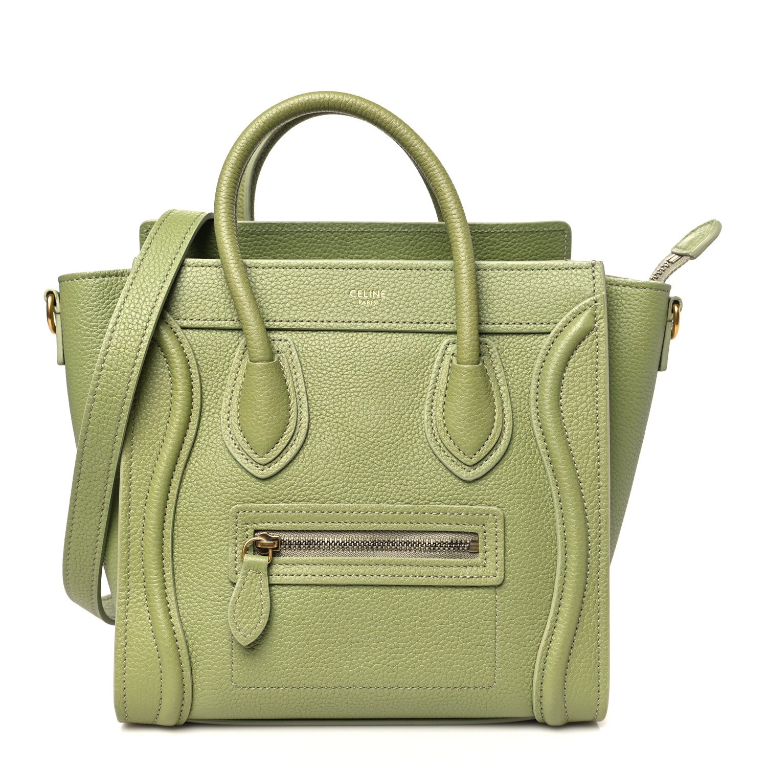 Drummed Calfskin Nano Luggage Green