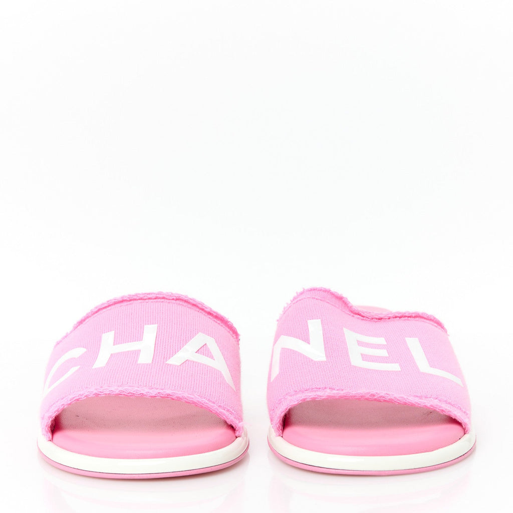 Cotton Logo Mule Sandals 36.5 Pink White