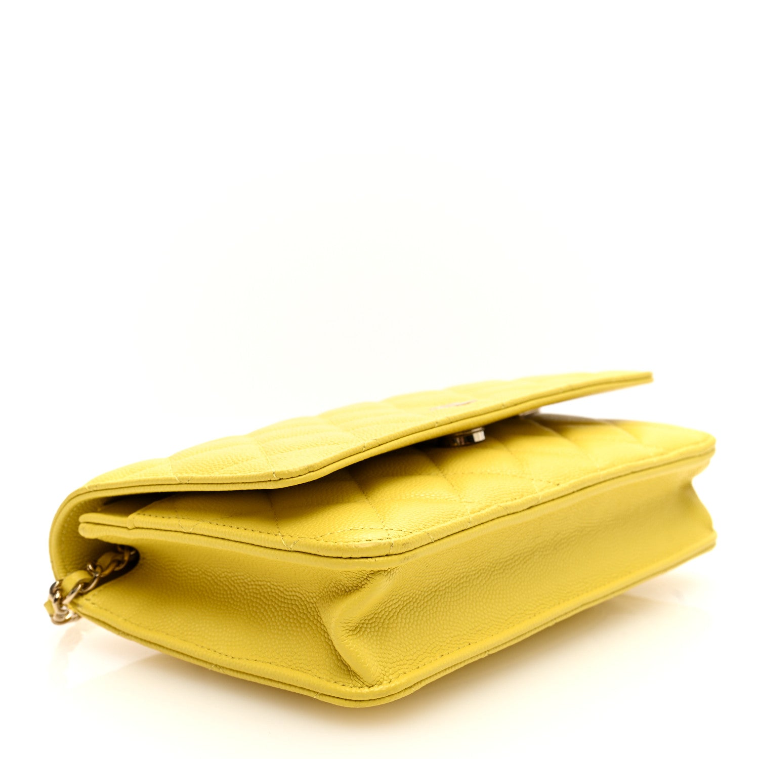 Caviar Quilted Wallet on Chain WOC Yellow