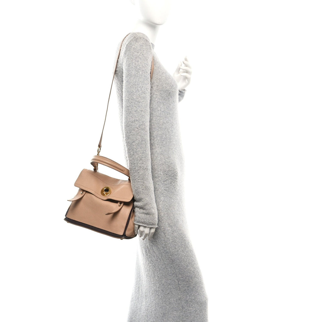 Calfskin Canvas Small Muse Two Beige