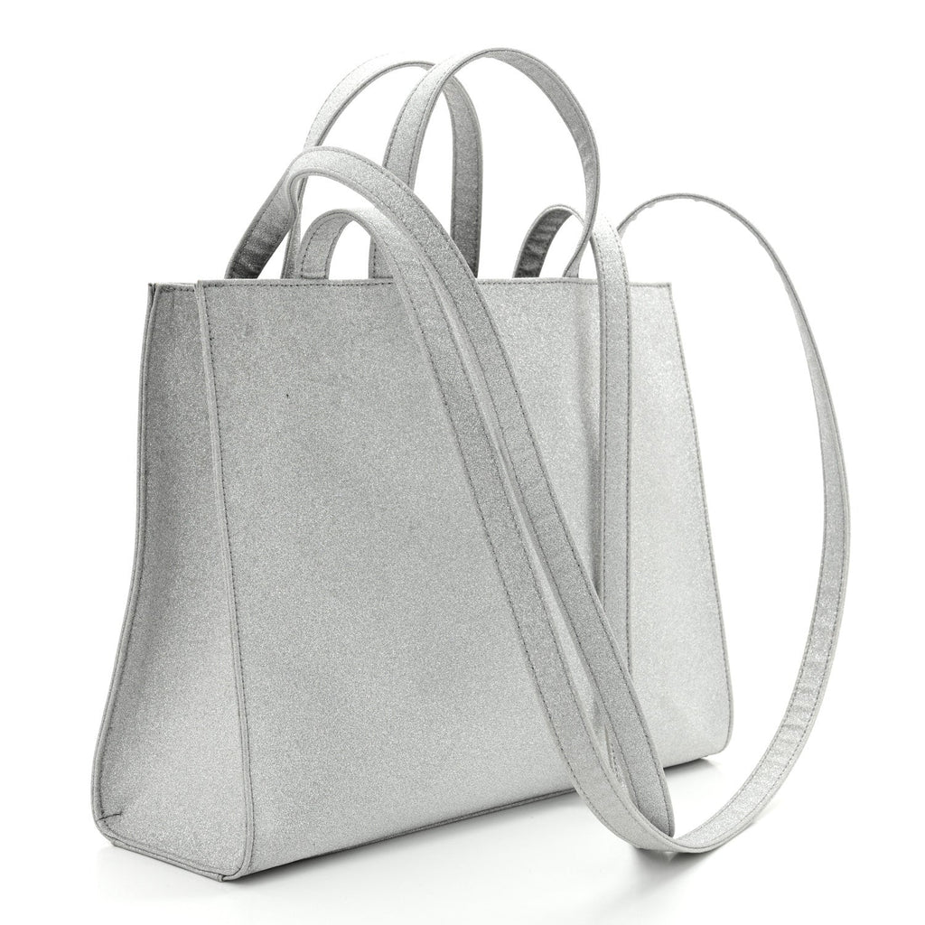 Glitter Microfiber Large Shopping Bag Silver