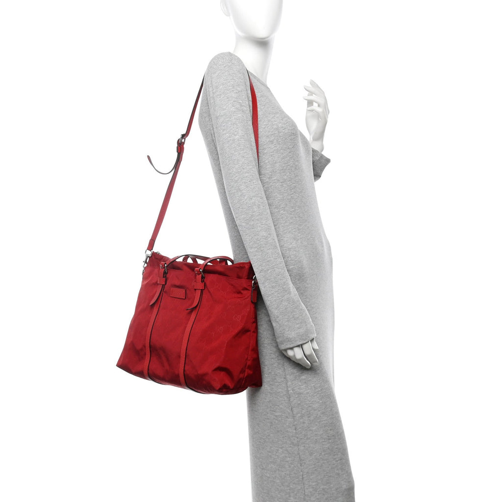 Nylon Monogram Dollar Calfskin Tote Vibrant Red