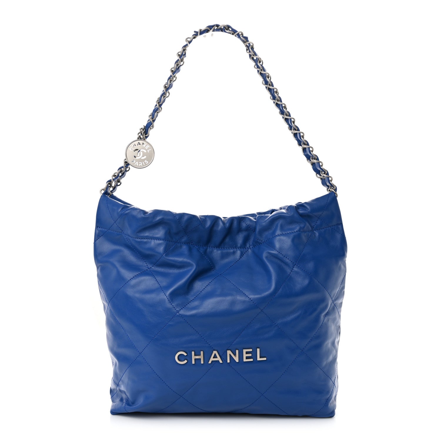 Shiny Calfskin Quilted Small Chanel 22 Dark Blue