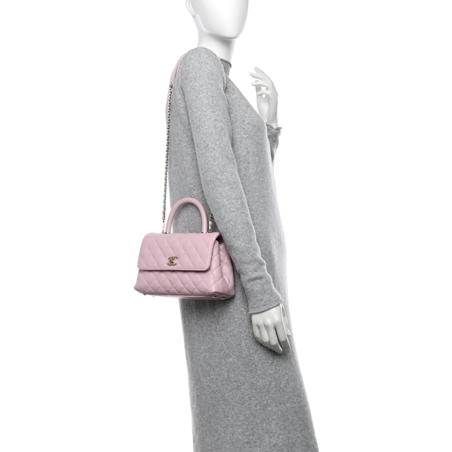 Caviar Quilted Mini Coco Handle Flap Light Pink