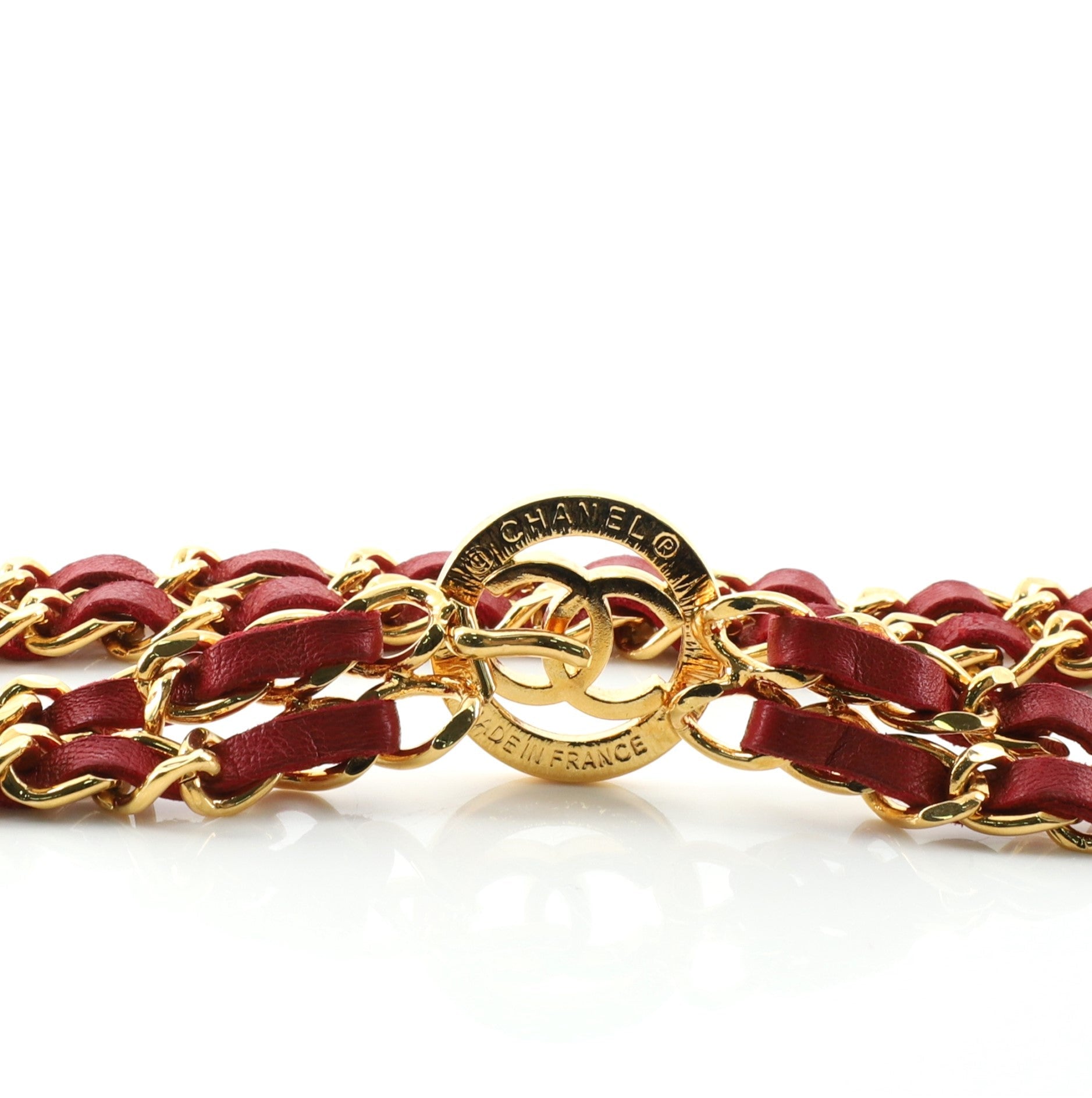 Vintage Double Chain CC Belt Metal and Leather 70