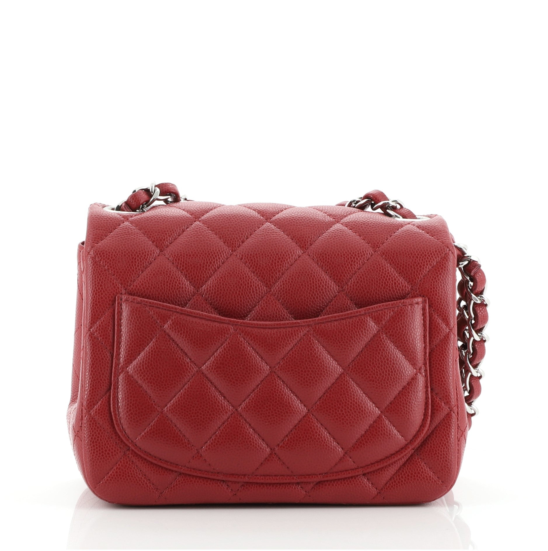 Square Classic Single Flap Bag Quilted Caviar Mini