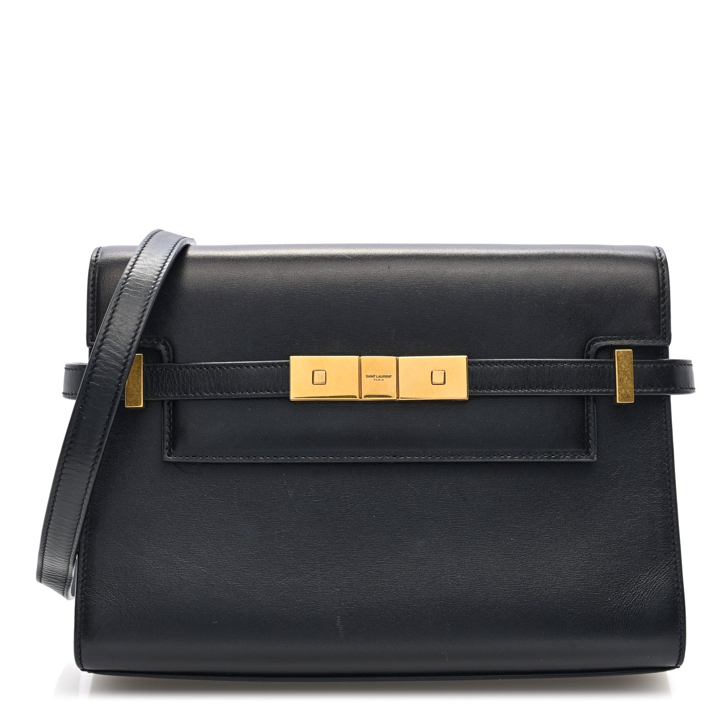 Smooth Calfskin Small Manhattan Shoulder Bag Black