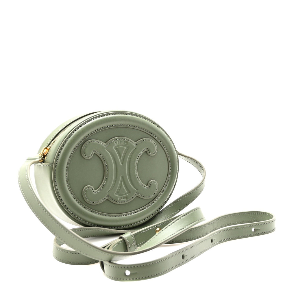 Smooth Calfskin Cuir Small Triomphe Oval Purse Crossbody Olive