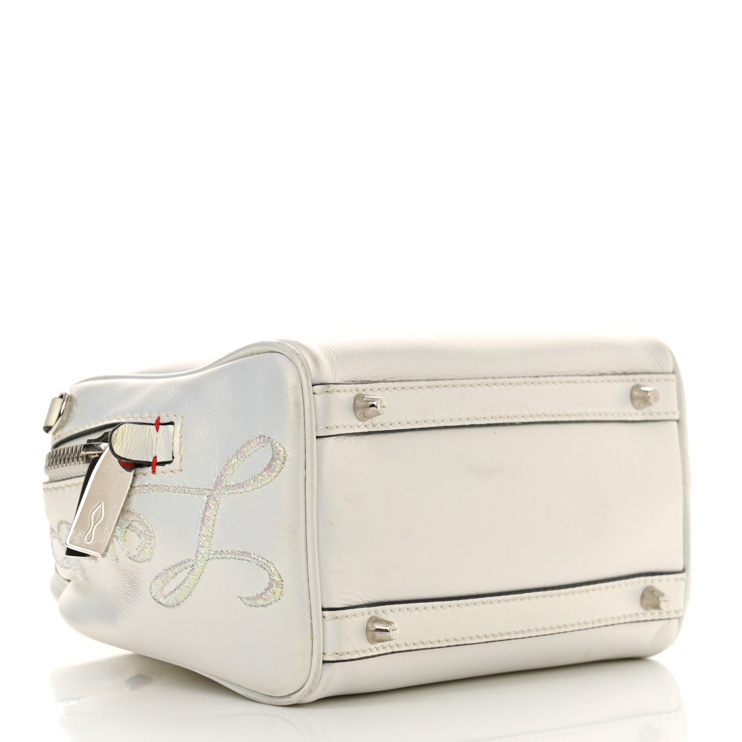 Iridescent Calfskin Paris Nano Collage Marie Jane Tote White