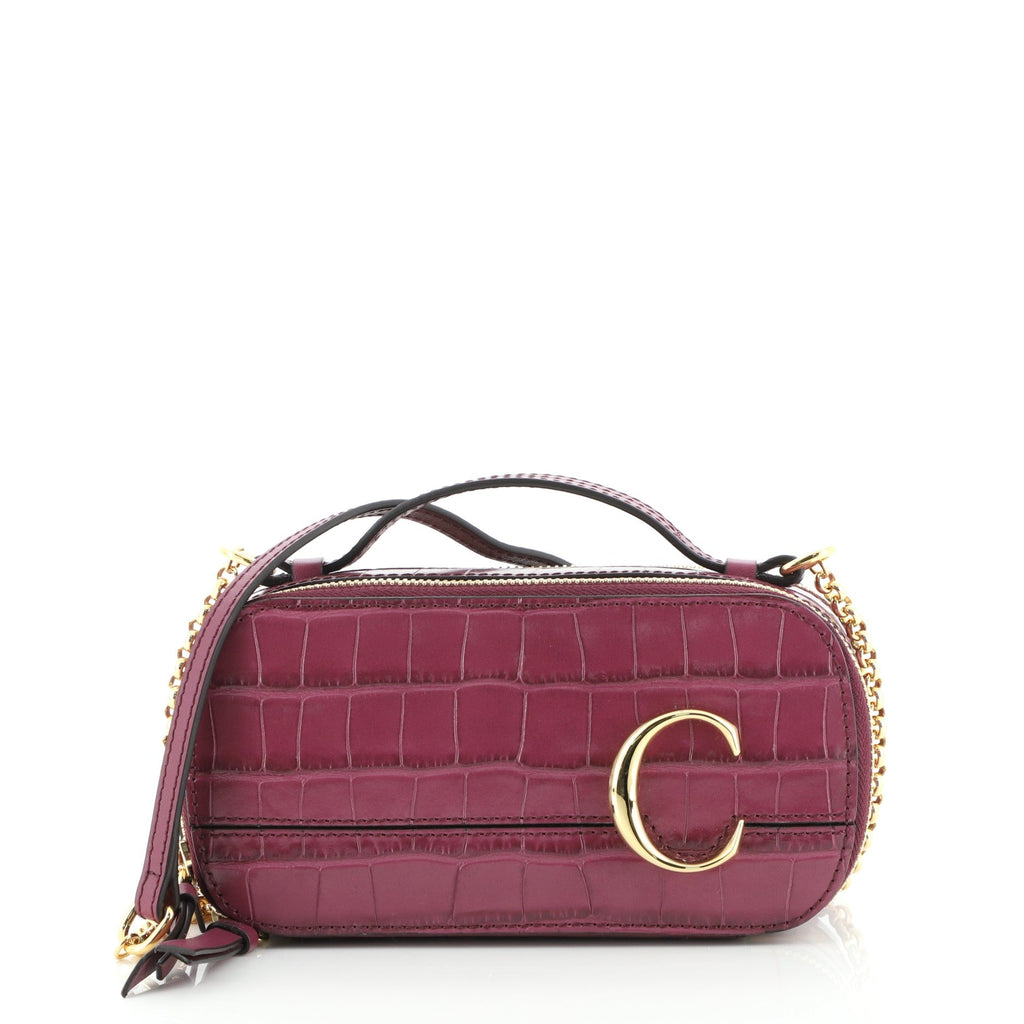 C Vanity Bag Crocodile Embossed Leather Mini