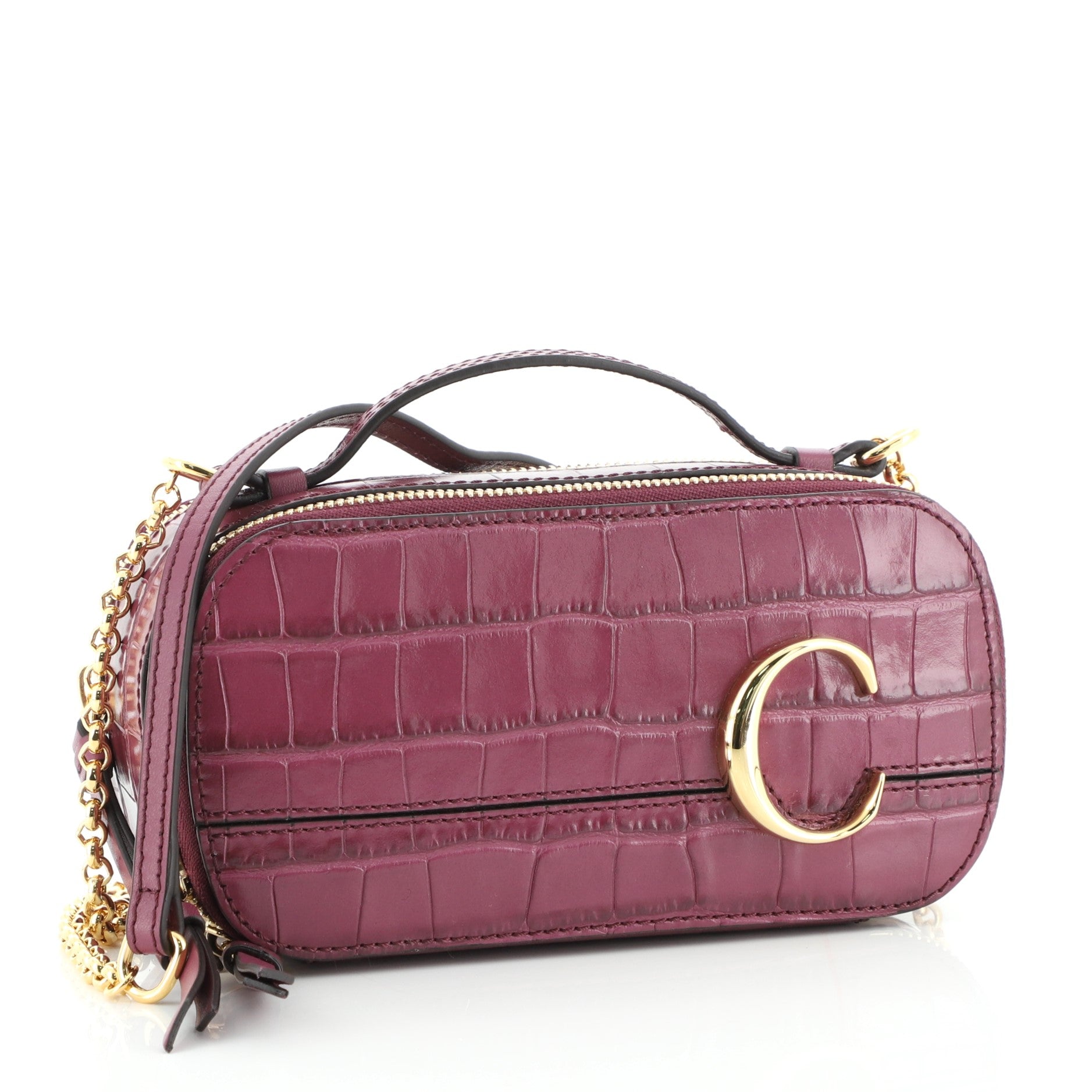 C Vanity Bag Crocodile Embossed Leather Mini