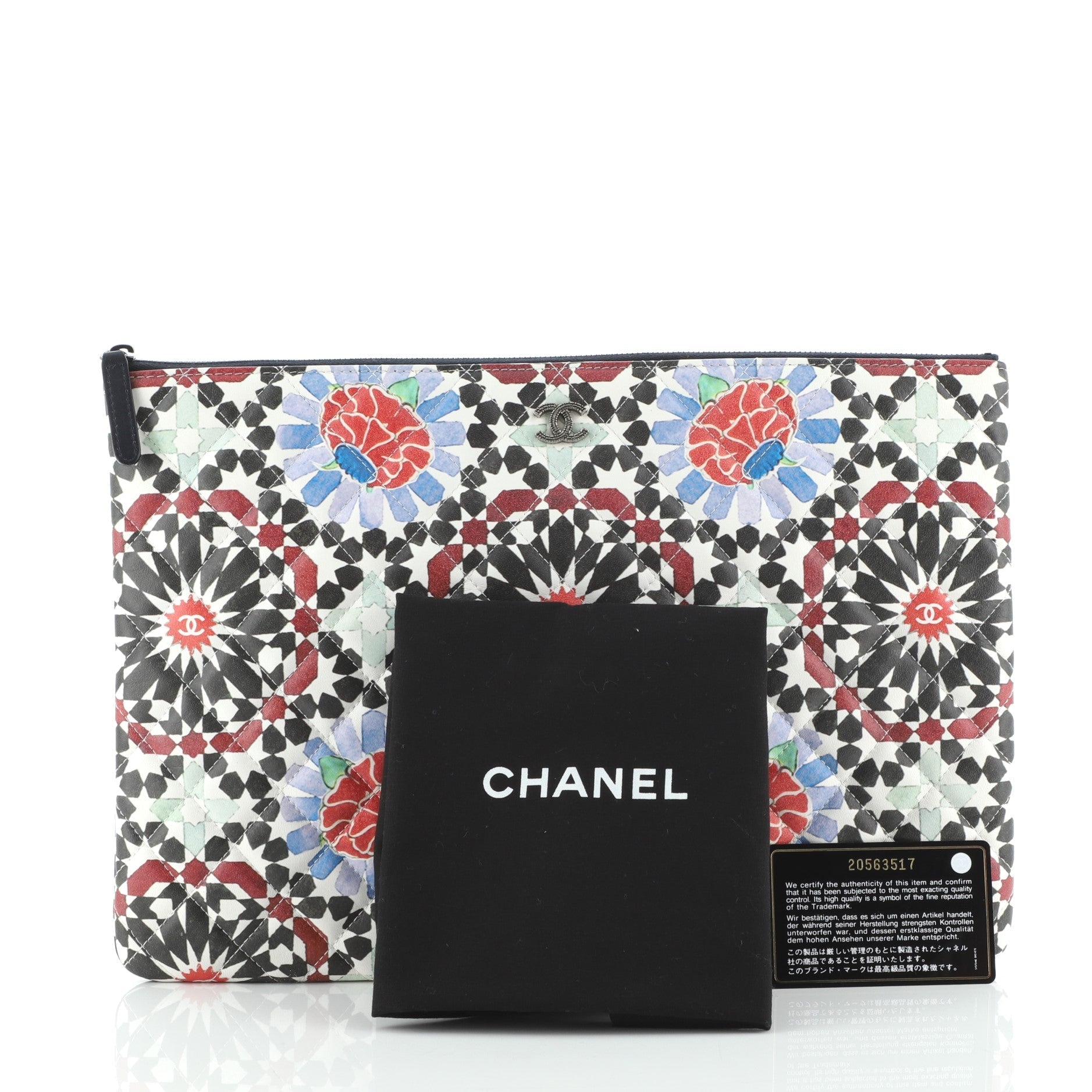 O Case Clutch Quilted Printed Lambskin Large