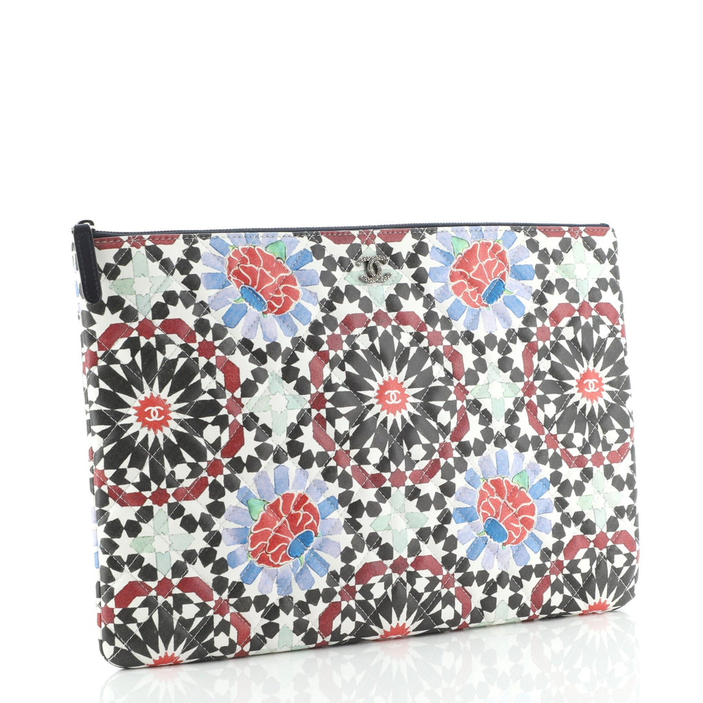 O Case Clutch Quilted Printed Lambskin Large