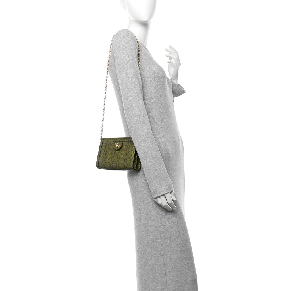 Snakeskin GG Mini Ophidia Chain Shoulder Bag Green