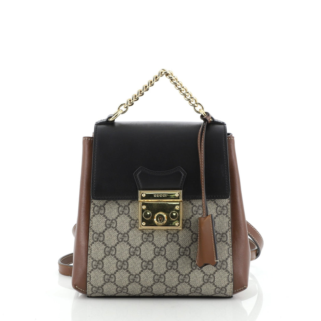 Padlock Backpack GG Coated Canvas and Leather Mini