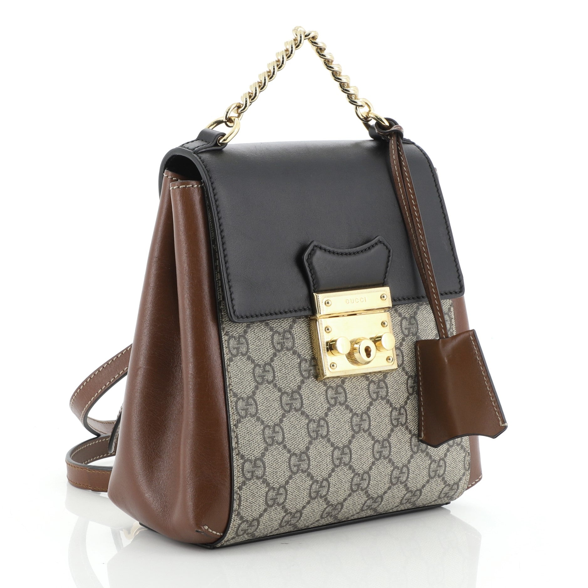 Padlock Backpack GG Coated Canvas and Leather Mini