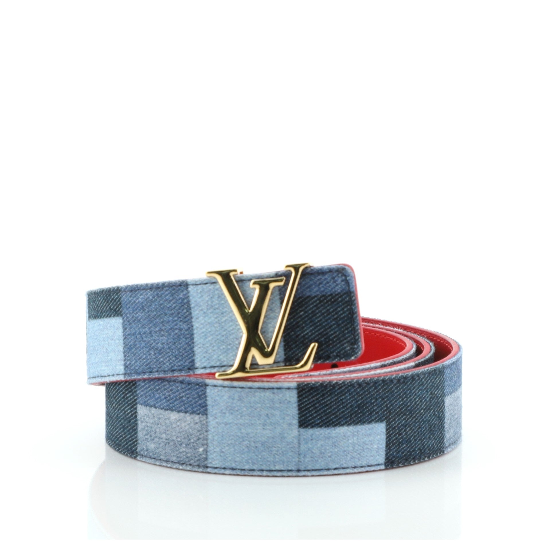 LV Iconic Belt Damier and Monogram Patchwork Denim Medium 90