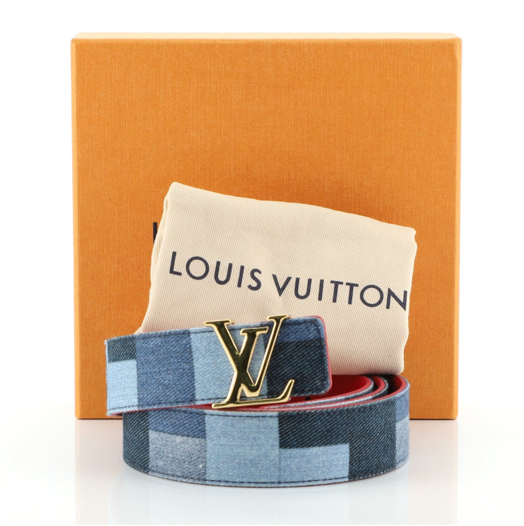 LV Iconic Belt Damier and Monogram Patchwork Denim Medium 90