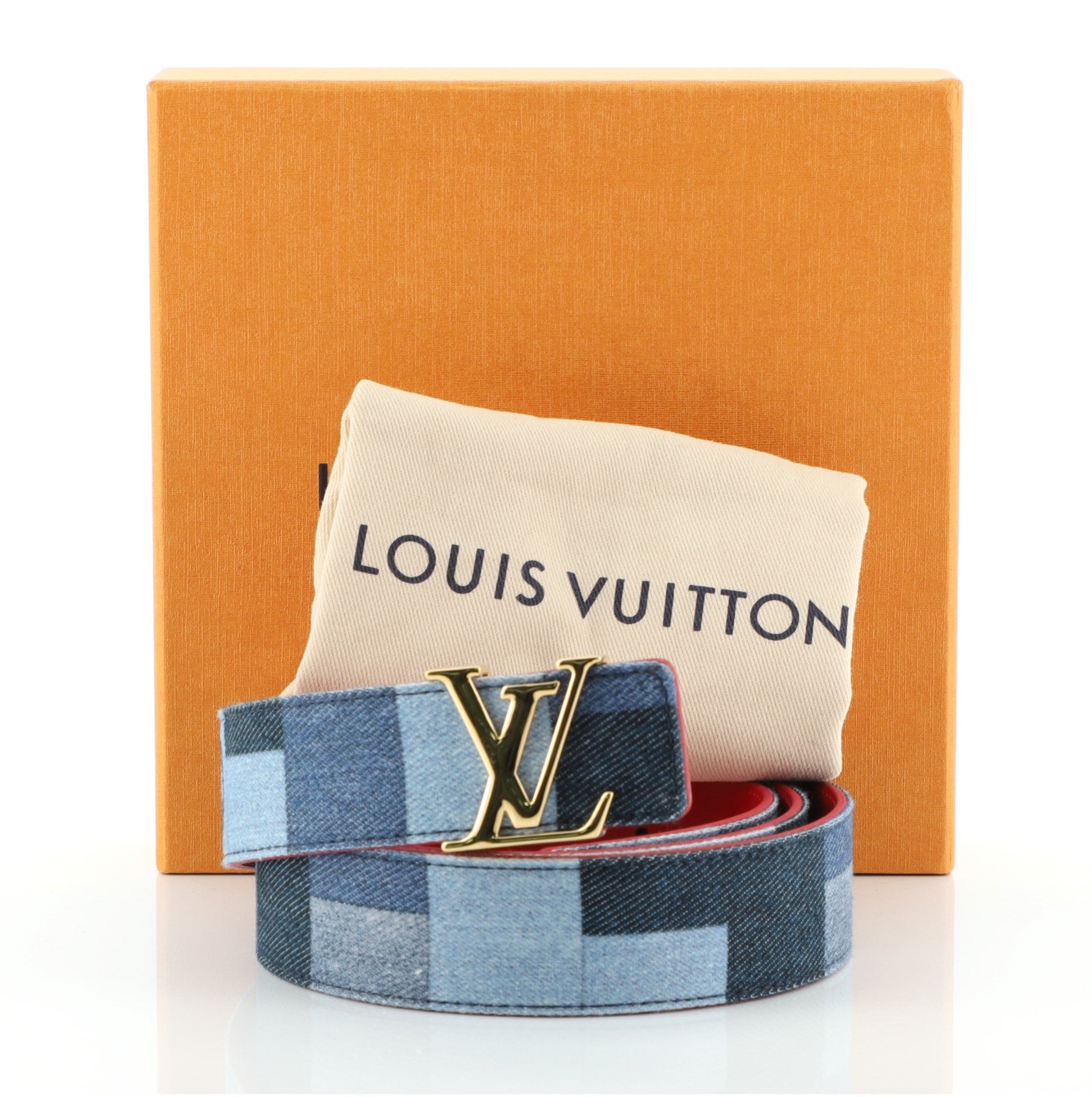 LV Iconic Belt Damier and Monogram Patchwork Denim Medium 90