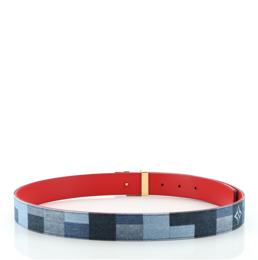 LV Iconic Belt Damier and Monogram Patchwork Denim Medium 90